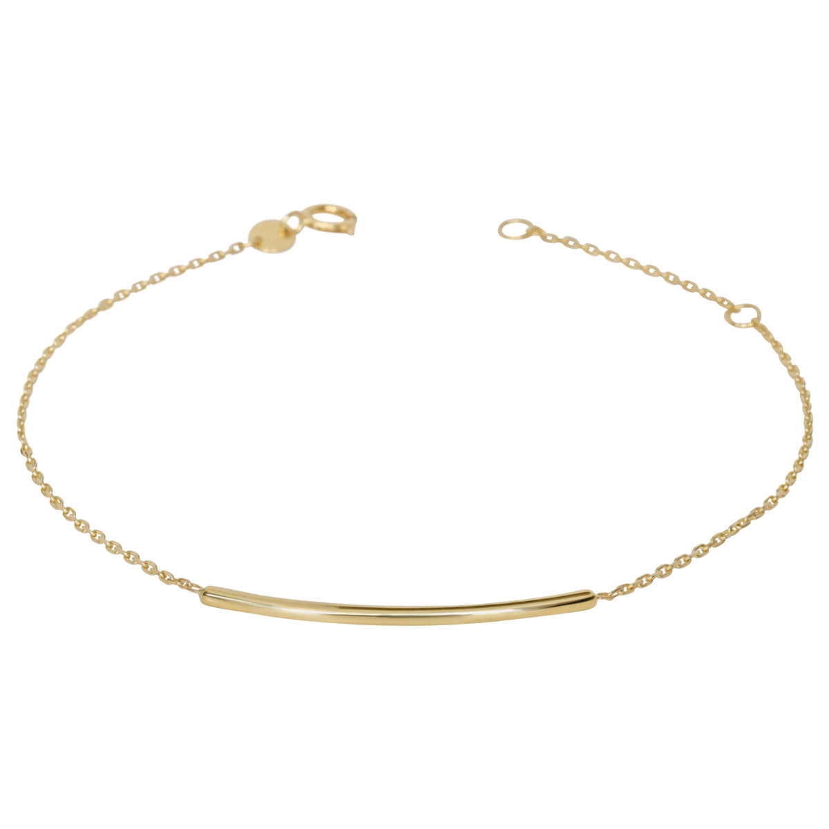 18ct Yellow Gold Curved T Bar Bracelet