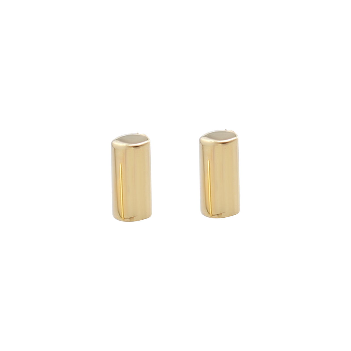 18ct Yellow Gold Cylinder Bar Stud Earrings