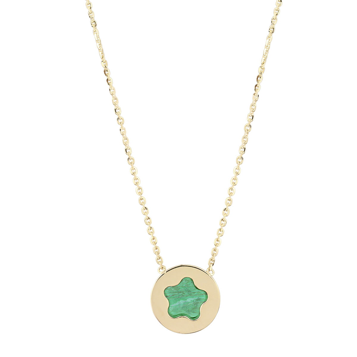 18ct Yellow Gold Green Maw Stone Necklace