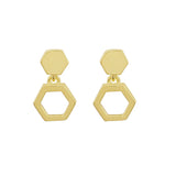 18ct Yellow Gold Hexagon Drop Earrings