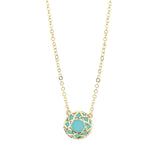 18ct Yellow Gold Turquoise Circle Pendant Necklace