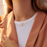 18ct Yellow Gold v pendant necklace