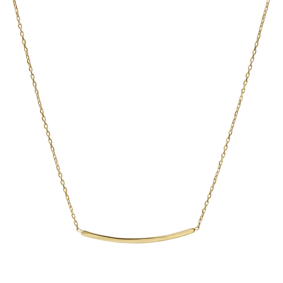 18ct Yellow Solid Gold Curved Bar Chain Necklace