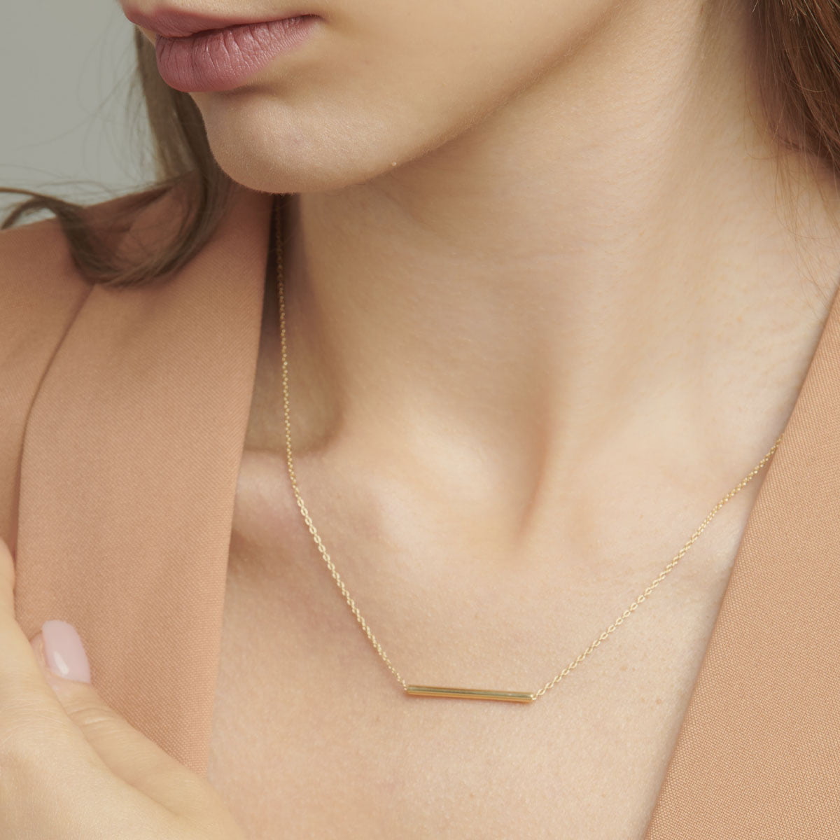 18ct Yellow Solid Gold T Bar Chain Necklace