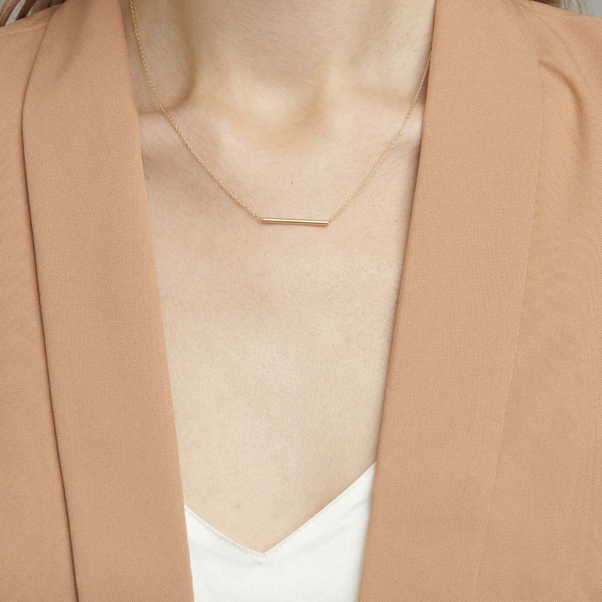 18ct Yellow Solid Gold T Bar Necklace 18inch for Women