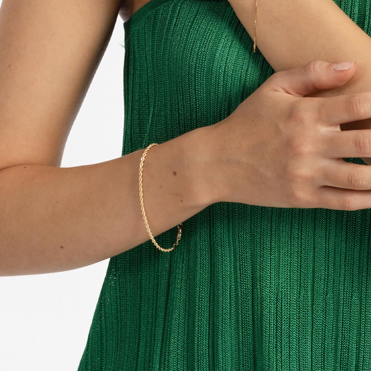 18ct Yellow solid gold rope bracelet