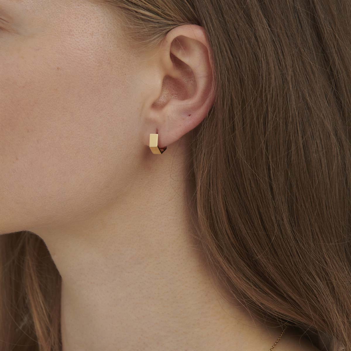 18ct Yellow Gold Hexagon Hoop Earrings