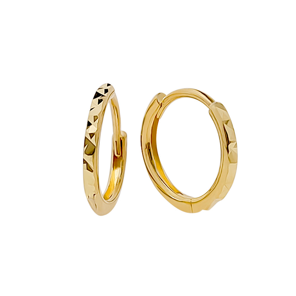 18ct Solid Gold Hammered 6mm Gold Hoops