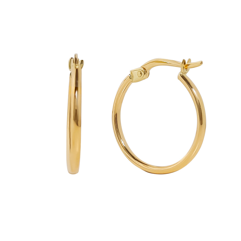 18ct Solid Gold Medium Tube Hoop Earrings