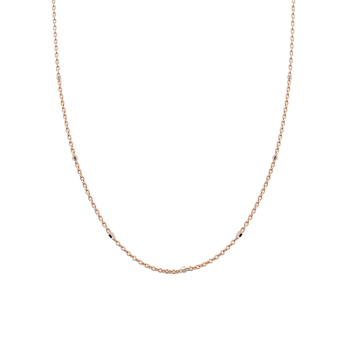 18ct Rose Gold Oval Link Bobble Chain Necklace