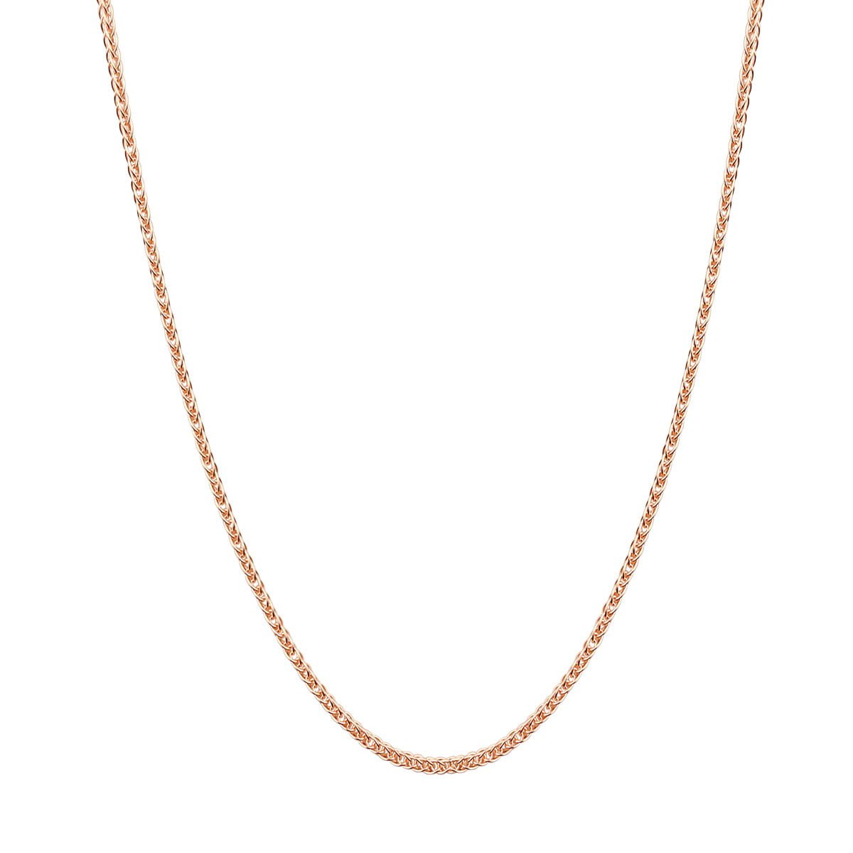 18ct Rose Gold 17inch Wheat Chain Necklace