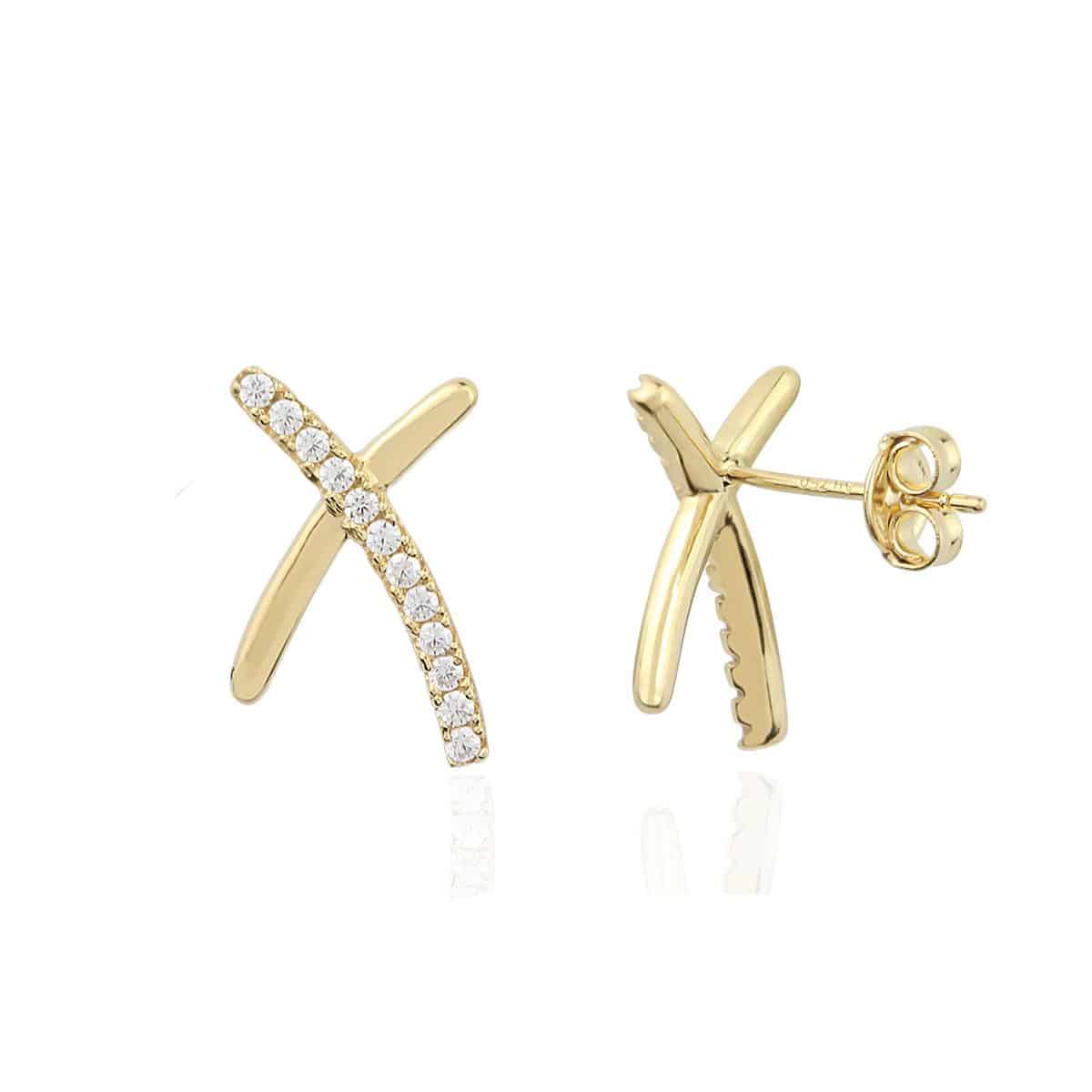 3306 Gia Cross Over 18ct Gold Earrings
