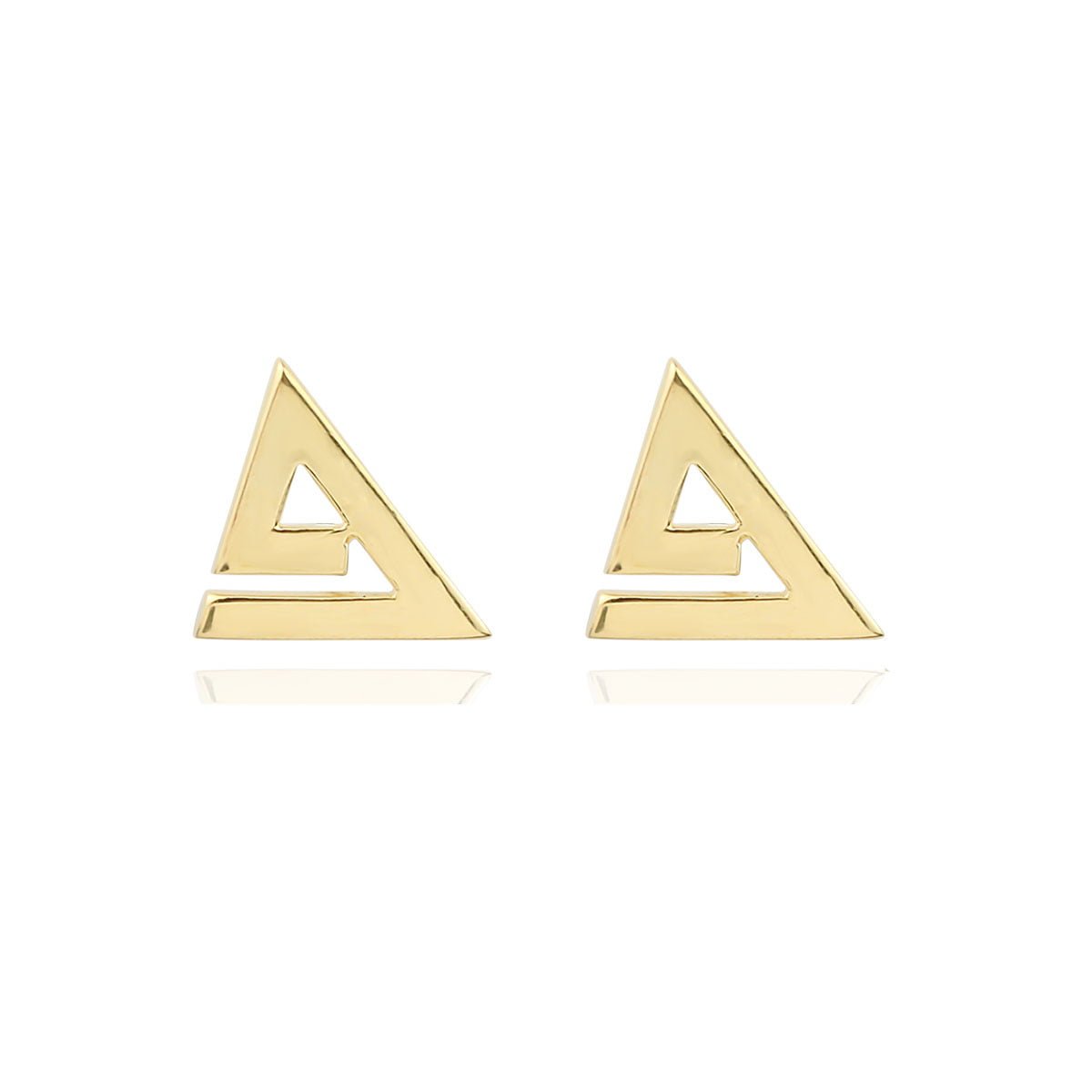 Triangle Geometric 18ct Gold Stud Earrings