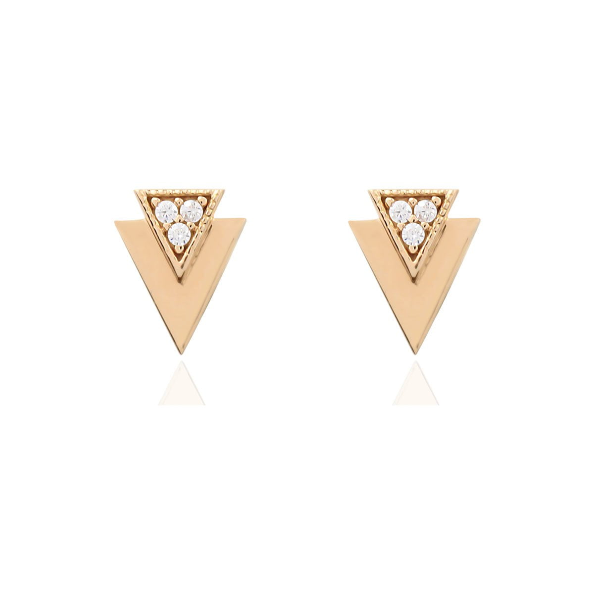 Gia Triangle 18ct Rose Gold Stud Earrings