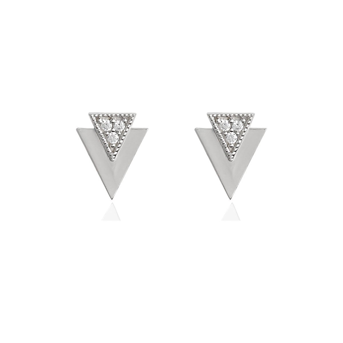 Gia Triangle 18ct White Gold Stud Earrings