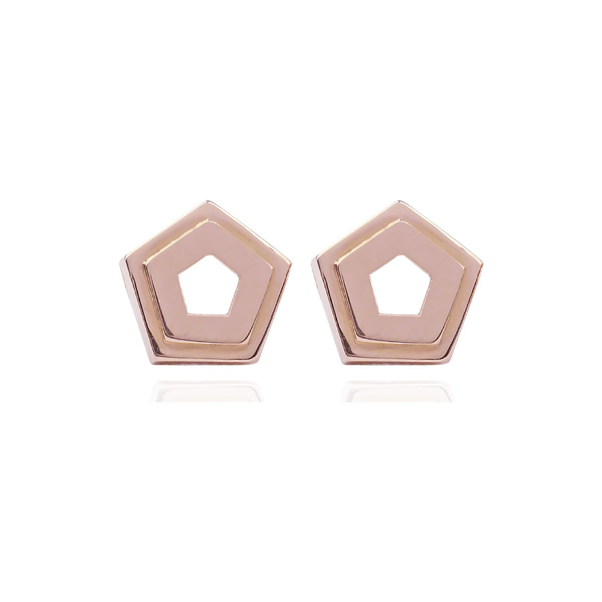 18ct Rose Gold Pentagon Stud Earrings