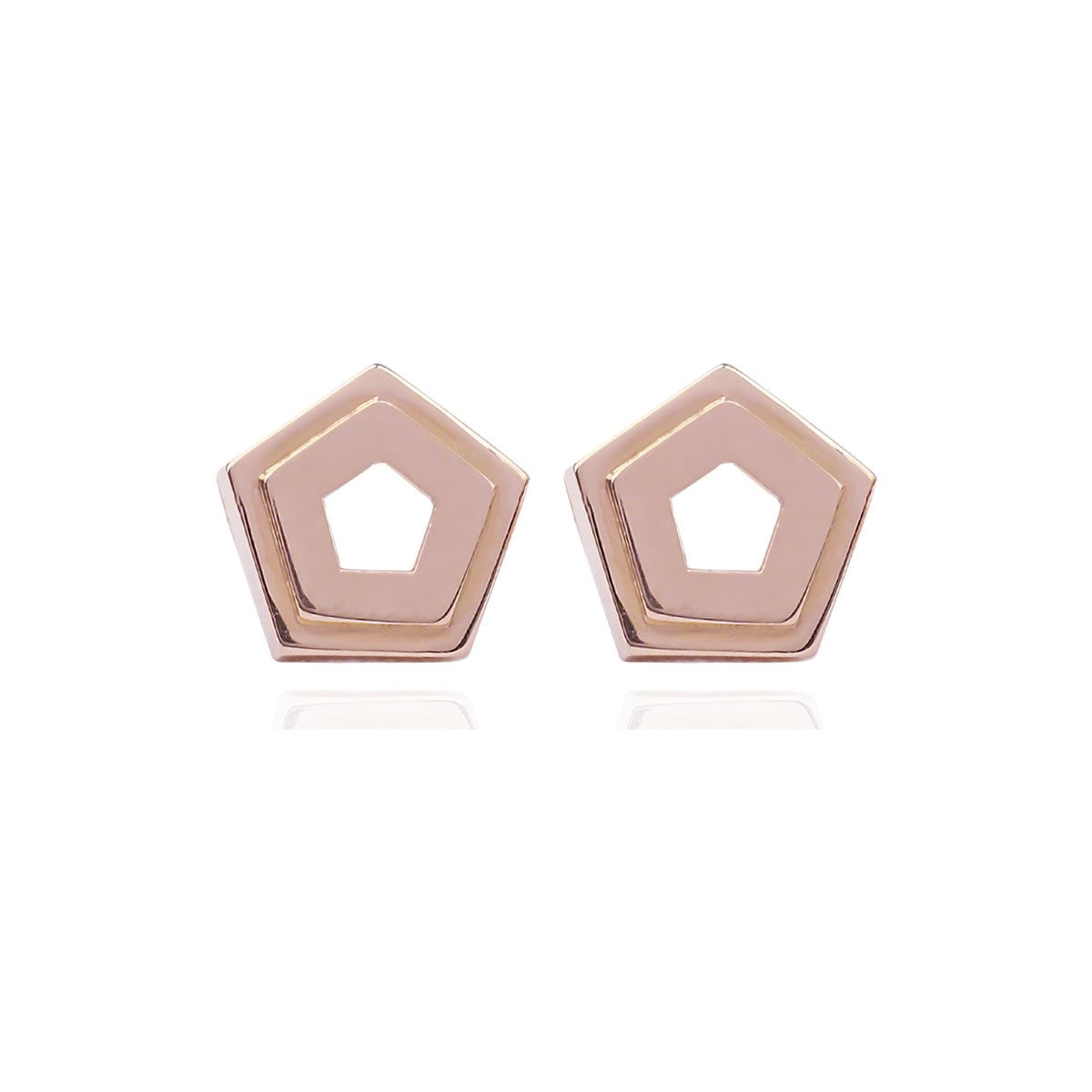 Noemi 18ct Rose Gold Pentagon Stud Earrings