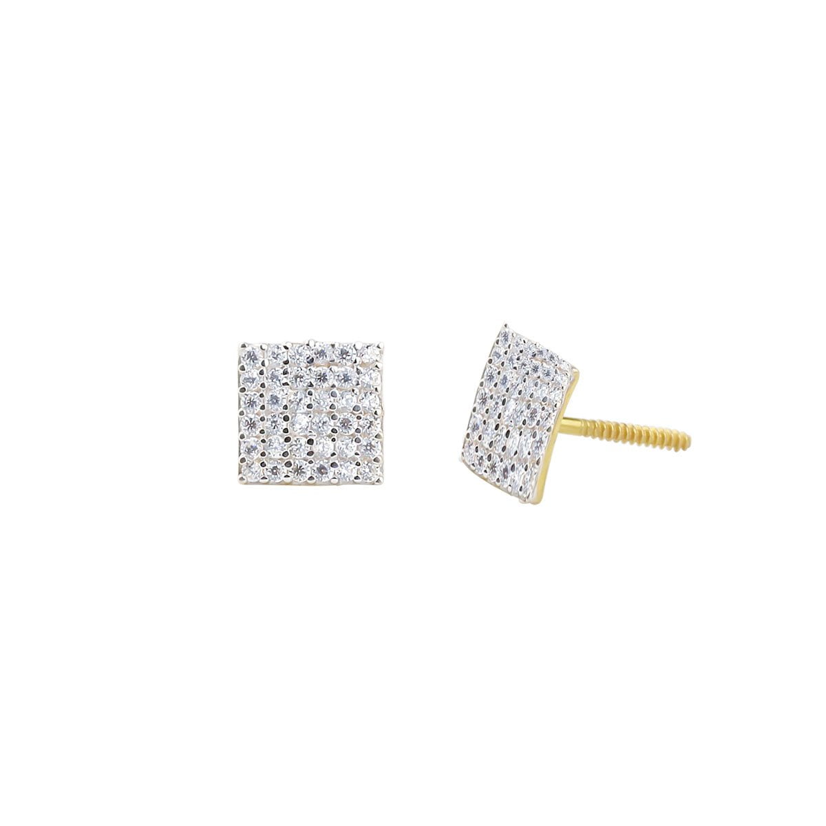 Gia Square 18ct Gold Stud Earrings Side View
