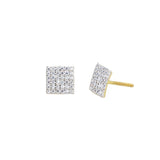 Gia Square 18ct Gold Stud Earrings Side View