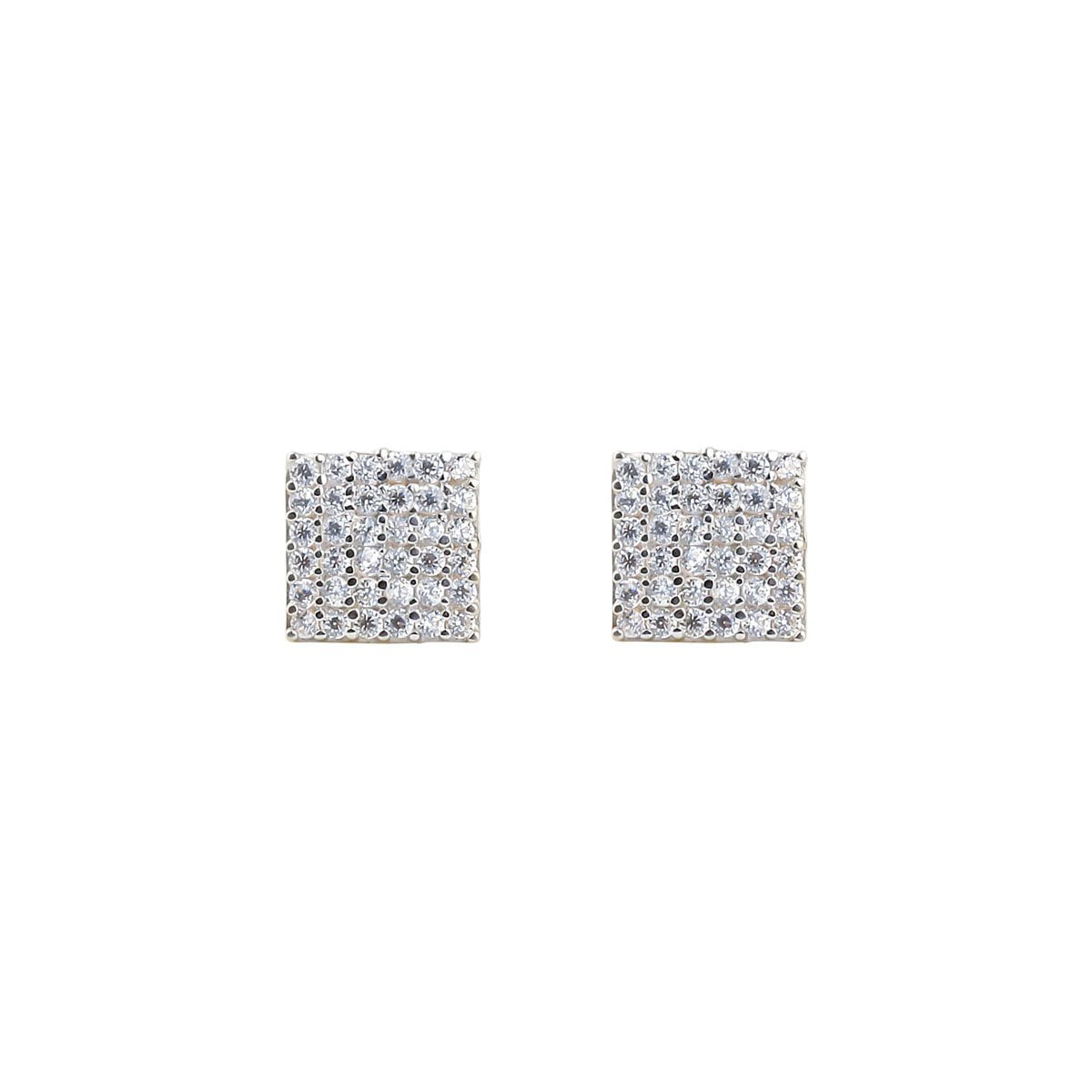Gia Square 18ct Gold Stud Earrings