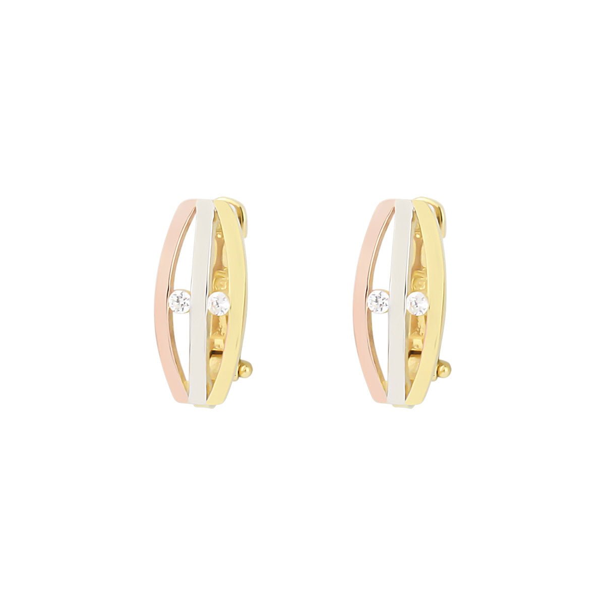 Cali Trio 18ct White, Rose & Gold Clip On Earrings