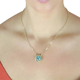 18ct Yellow Gold Turquoise Circle Pendant Necklace
