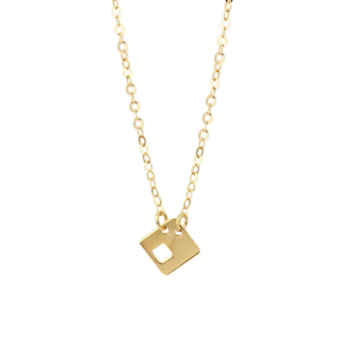 18ct Yellow Gold Square Pendant Necklace