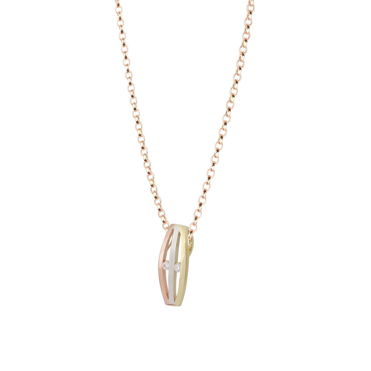 18ct White, Rose & Yellow Gold Necklace