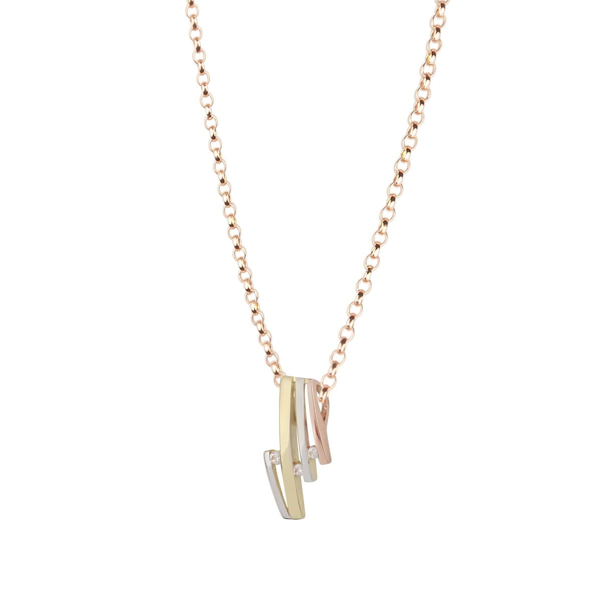 18ct White, Rose & Yellow Gold Trio Necklace