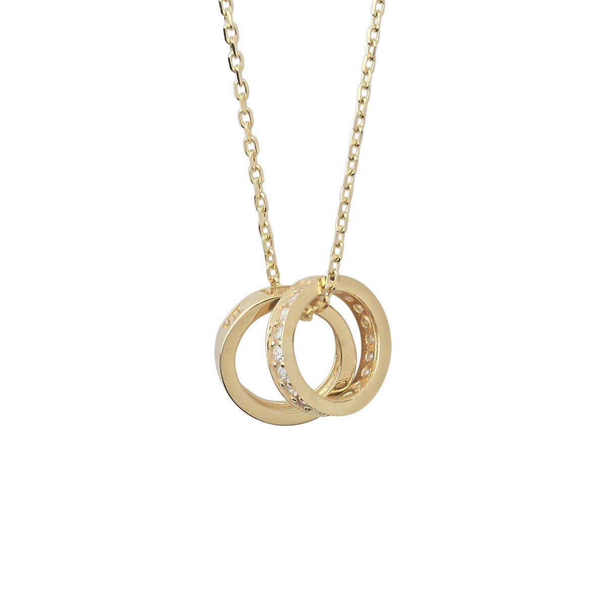18ct Yellow Gold Double Ring Necklace
