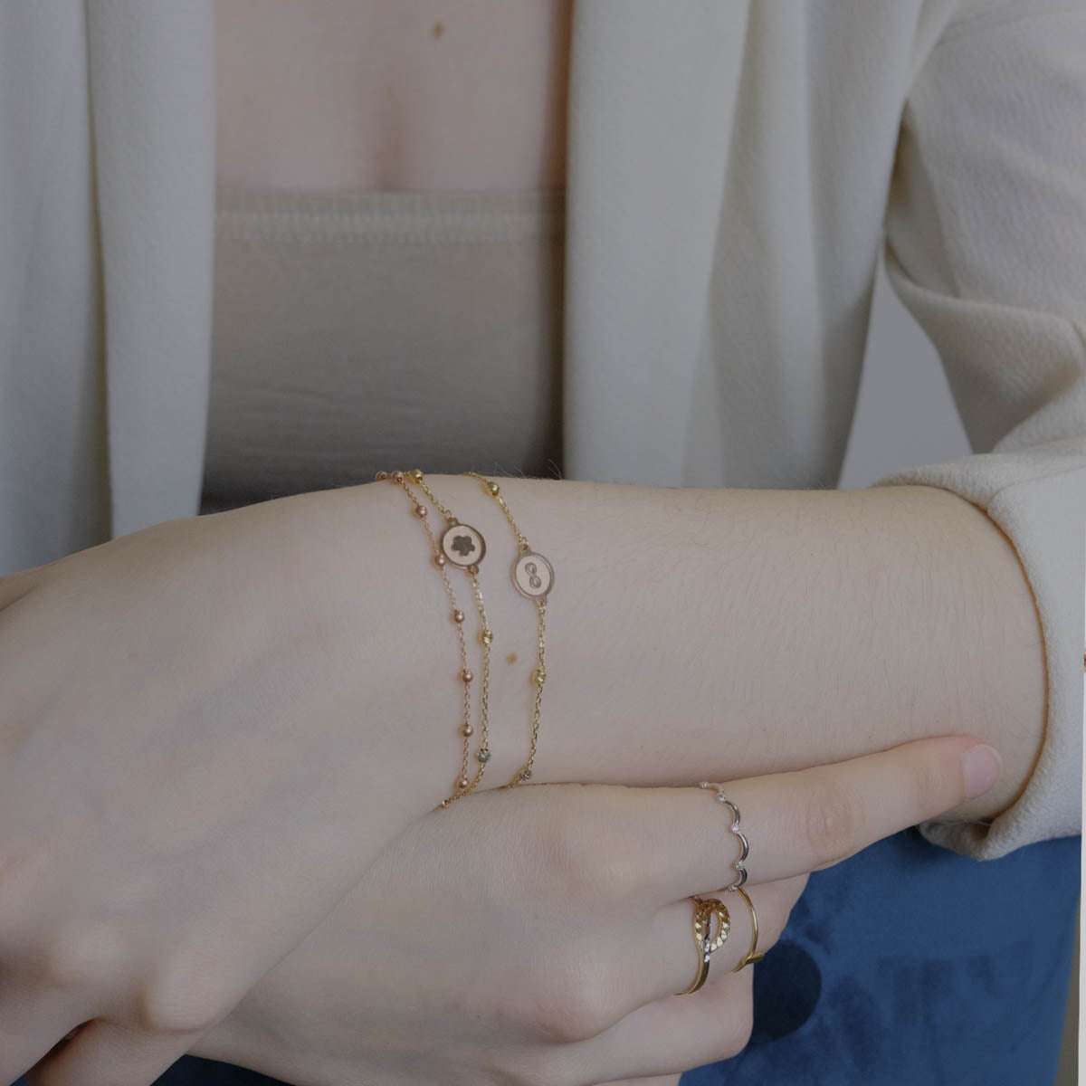 A.J 18ct Rose Gold Ball Bracelet for Women