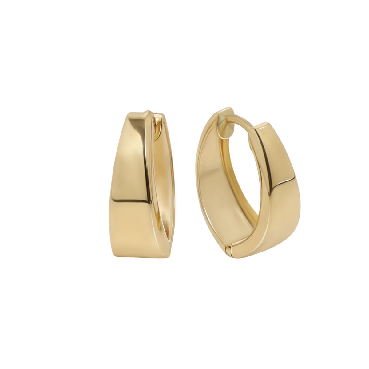 Thick 14K Yellow Gold Lightweight Tube Hoop Earrings