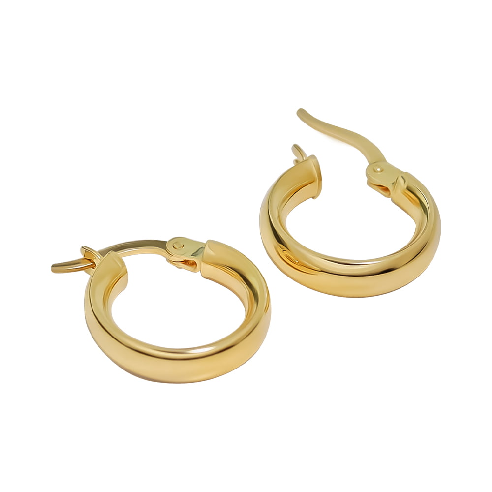 18ct Solid Yellow Gold 14mm Hoop Earrings Auric Jewellery - UK