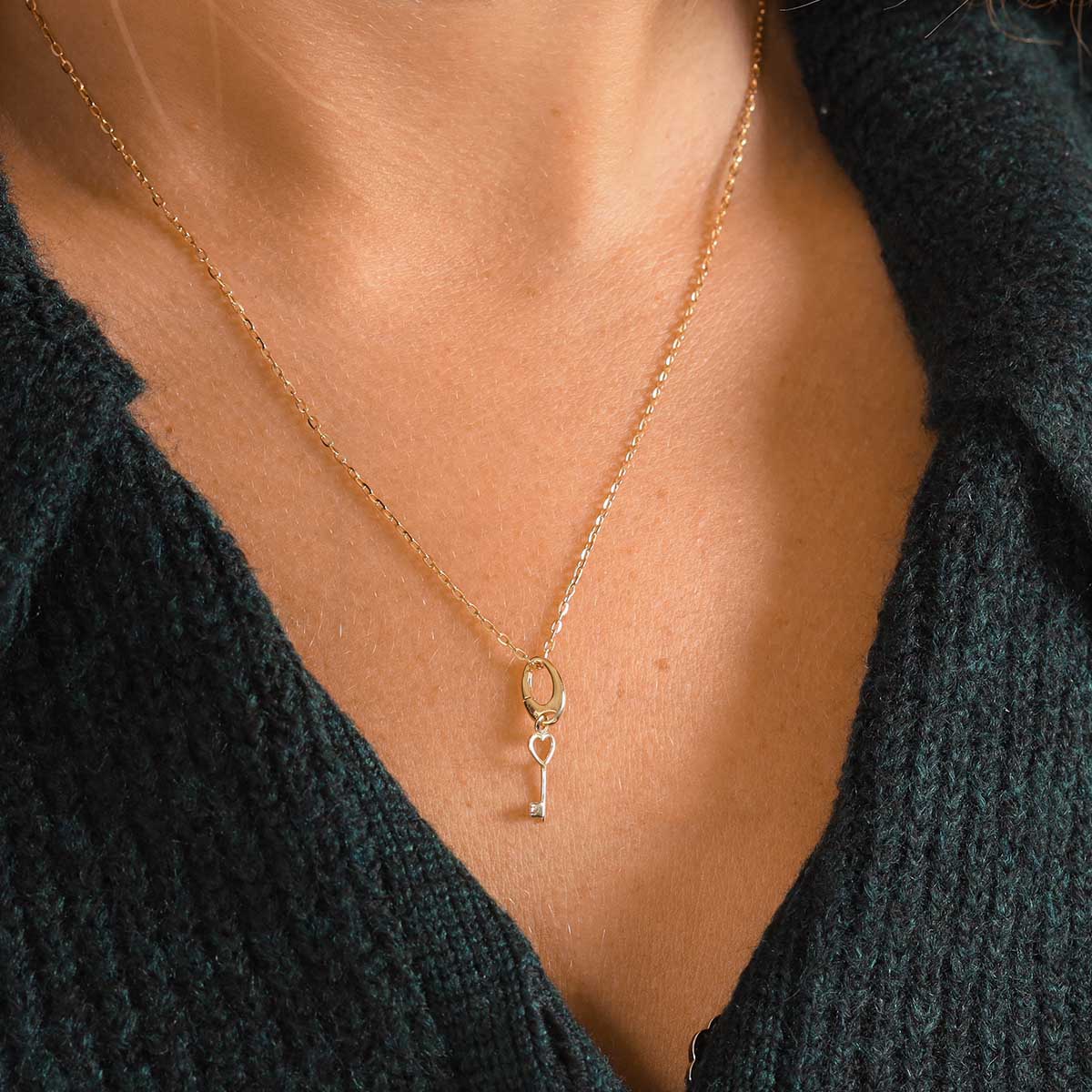 Yellow Gold Key Charm Pendant