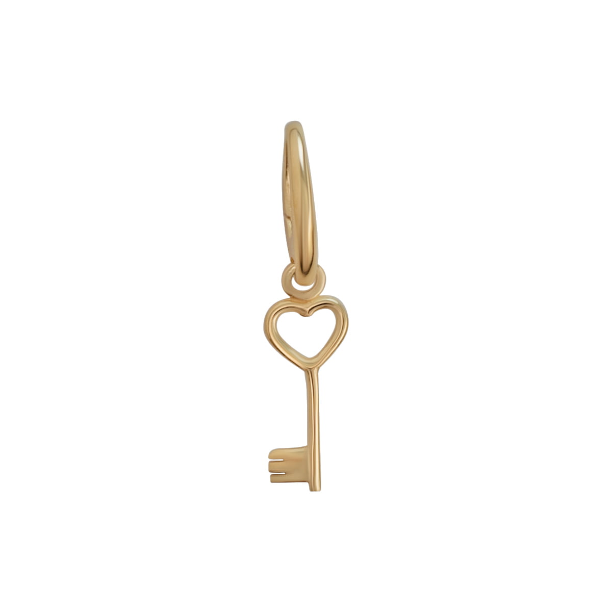 Yellow Gold Mini Heart and Key Charm Pendant