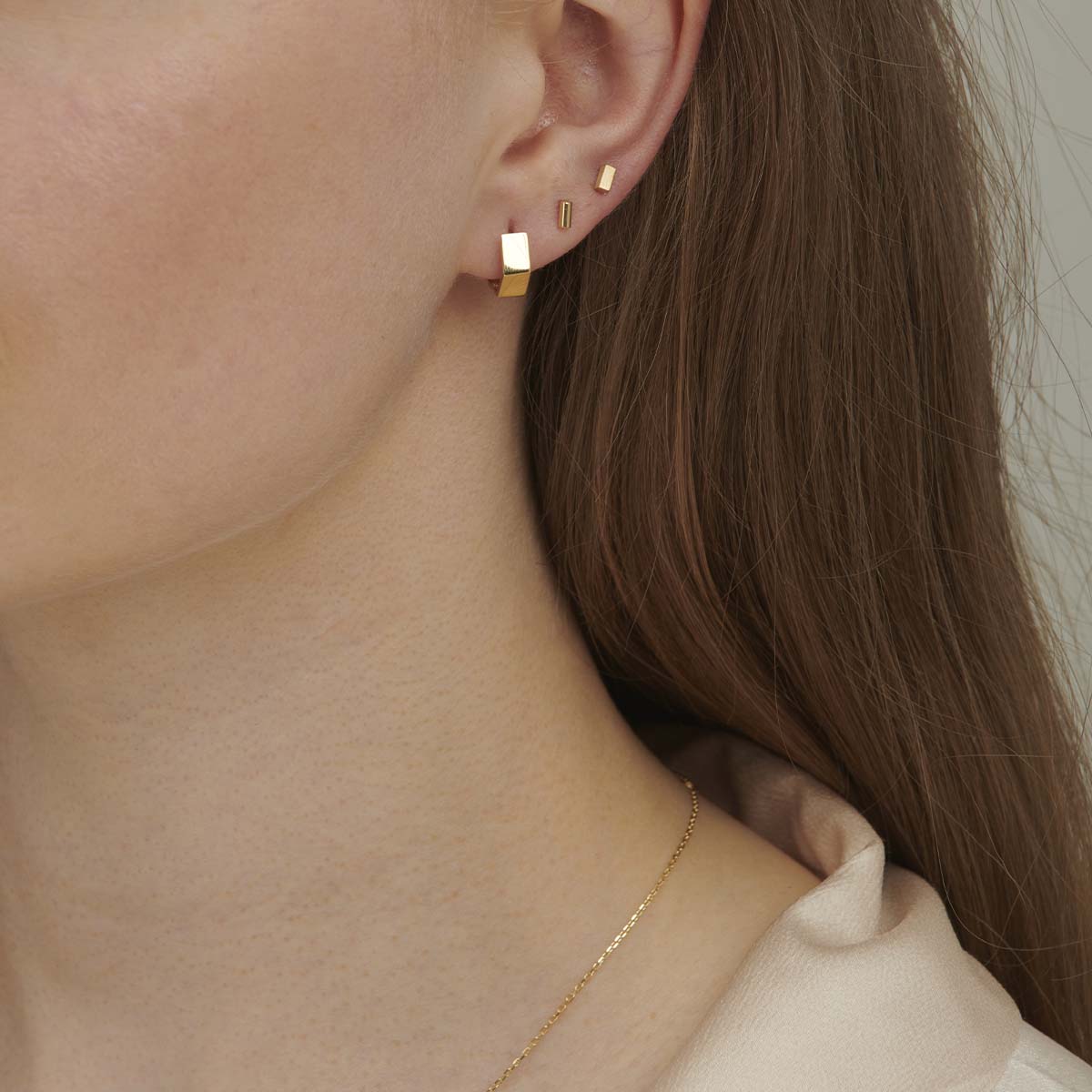 18ct Yellow Gold Hexagon Hoop Earrings