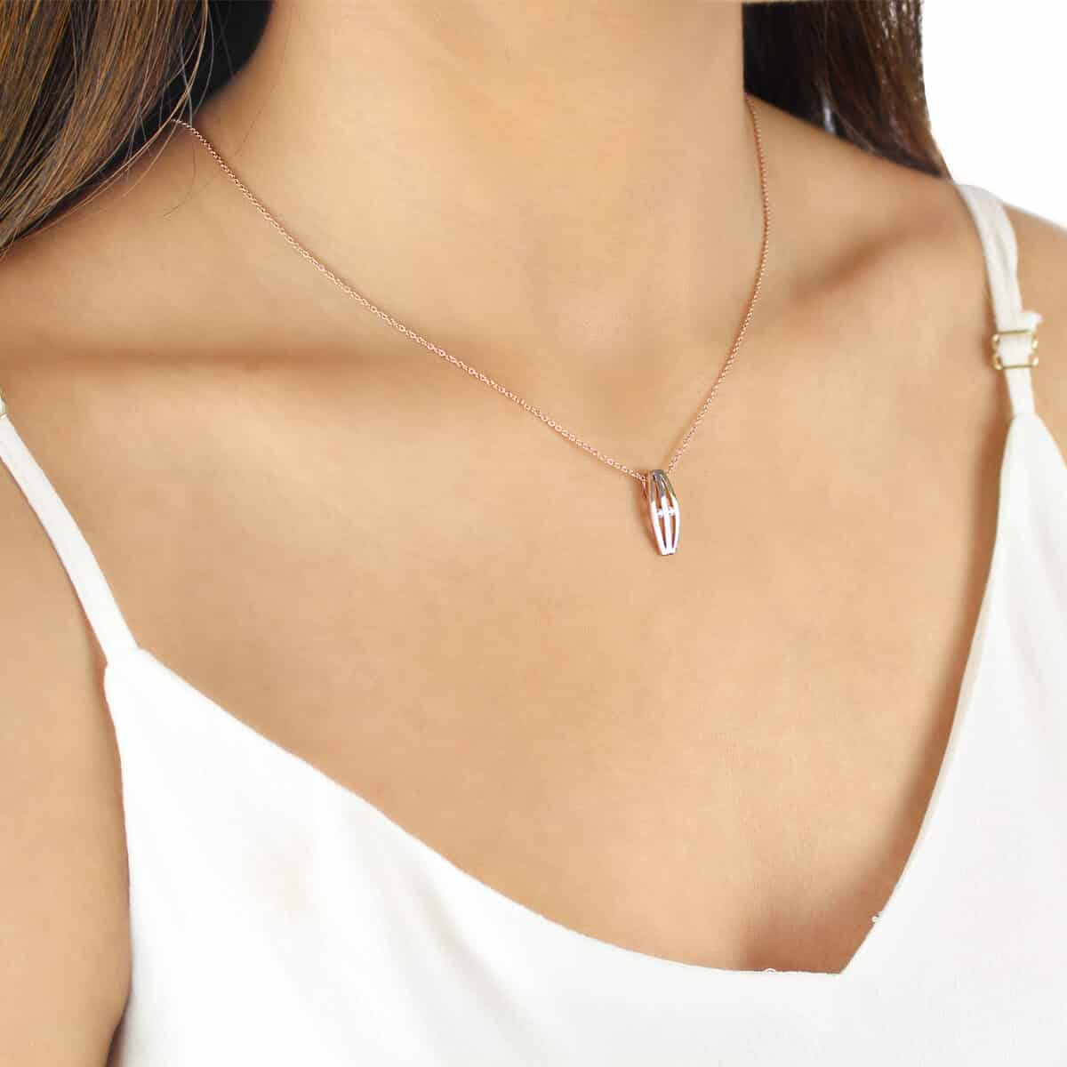 Cali Rose 18ct White, Rose & Gold Pendant Chain Necklace
